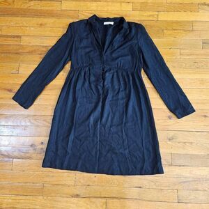 Sandro Paris Black Shift Dress Long Sleeve Size Small